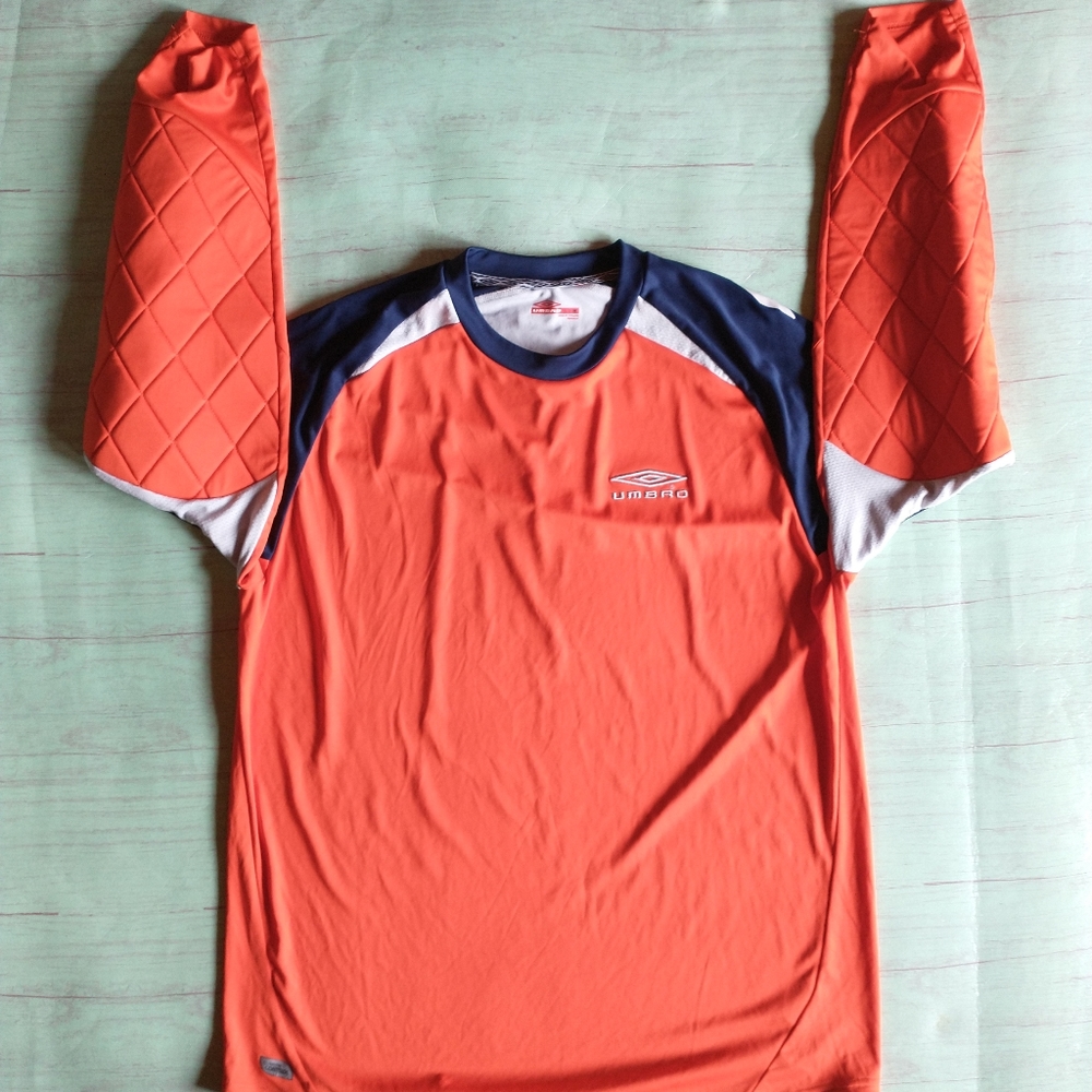 Umbro Climate Control Padded Long sleeve Shirt Mens Size Medium Blue & Orange